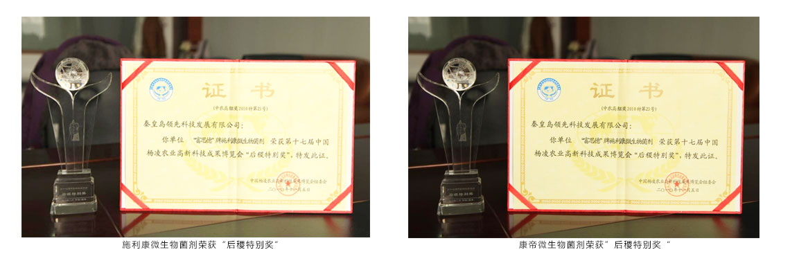 我公司产品荣获第十七届中国杨凌农业高新手艺效果展览会2项大奖 我公司产品荣获第十七届中国杨凌农业高新手艺效果展览会2项大奖